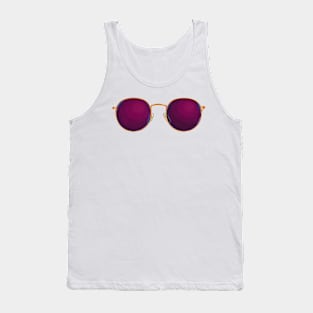 Vintage Round Dark Pink Sunglasses Tank Top